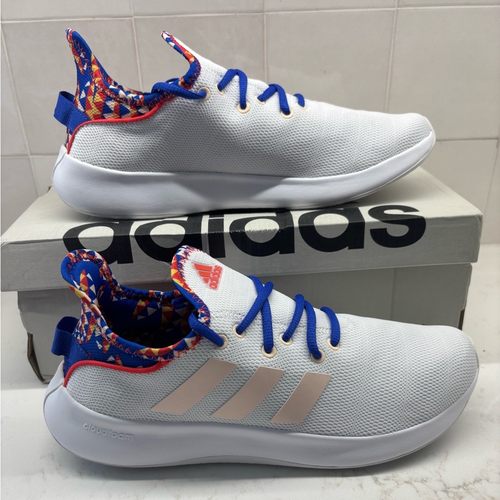 Adidas White and Blue Sneakers